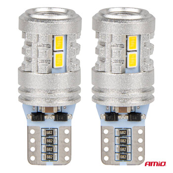 03718/AM ΛΑΜΠΑΚΙΑ LED T10 W5W 12/24V LED 6x3020+1x3030SMD STANDARD ΛΕΥΚΑ ΑΜΙΟ - 2 ΤΕΜ.