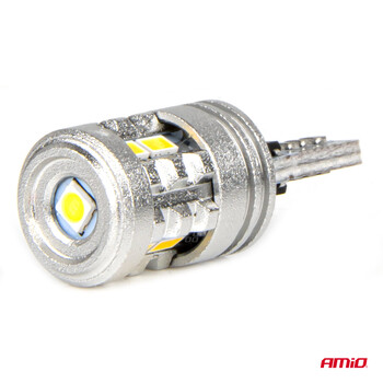 03718/AM ΛΑΜΠΑΚΙΑ LED T10 W5W 12/24V LED 6x3020+1x3030SMD STANDARD ΛΕΥΚΑ ΑΜΙΟ - 2 ΤΕΜ.