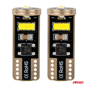 03720/AM ΛΑΜΠΑΚΙΑ LED T10e W5W 12/24V 3x2055 SMD LED CAN-BUS ΛΕΥΚΟ AMIO - 2 ΤΕΜ.