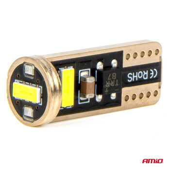 03720/AM ΛΑΜΠΑΚΙΑ LED T10e W5W 12/24V 3x2055 SMD LED CAN-BUS ΛΕΥΚΟ AMIO - 2 ΤΕΜ.