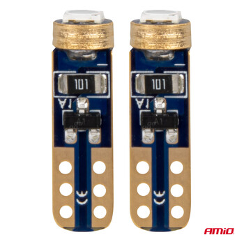 03728/AM ΛΑΜΠΑΚΙΑ T5 W1W 12V 1SMD LED ΜΠΛΕ AMIO - 2 ΤΕΜ.