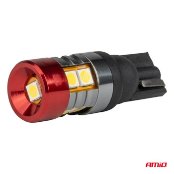 04242/AM ΛΑΜΠΑΚΙΑ LED T10 W5W 12V/24V LED CAN-BUS 9xSMD 3030 ΛΕΥΚΟ ΦΩΣ 5.500K (ΣΕ ΧΡΩΜΑ ΚΟΚΚΙΝΟ-ΜΑΥΡΟ) AMIO - 2 ΤΕΜ.