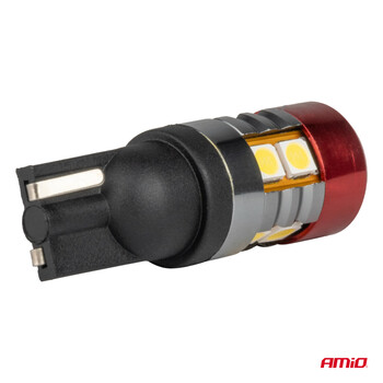 04242/AM ΛΑΜΠΑΚΙΑ LED T10 W5W 12V/24V LED CAN-BUS 9xSMD 3030 ΛΕΥΚΟ ΦΩΣ 5.500K (ΣΕ ΧΡΩΜΑ ΚΟΚΚΙΝΟ-ΜΑΥΡΟ) AMIO - 2 ΤΕΜ.