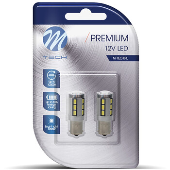 LB355W/MT P21W 12V BA15s LED 18xSMD5730 PREMIUM ΛΕΥΚΟ (ΜΟΝΟΠΟΛΙΚΟ) BLISTER 2ΤΕΜ. M-TECH