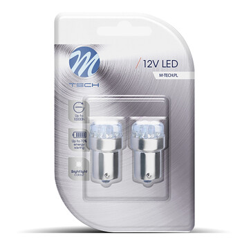 LB033R/MT R5W/R10W 12V BA15s LED 9xSMD3014 ΚΟΚΚΙΝΟ (ΜΟΝΟΠΟΛΙΚΟ) BLISTER 2ΤΕΜ. M-TECH