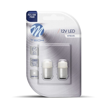 LB038W/MT P21/5W 12V BAY15d 9xSMD3014 LED ΛΕΥΚΟ BLISTER M-TECH - 2 ΤΕΜ.