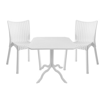 Τραπεζαρία Icon-Confident pakoworld σετ 3τεμ PP σε λευκή απόχρωση