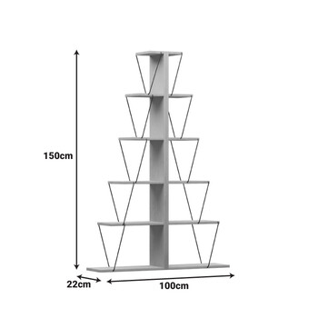 Βιβλιοθήκη mini Tars pakoworld ανθρακί-μαύρο 100x22x150εκ