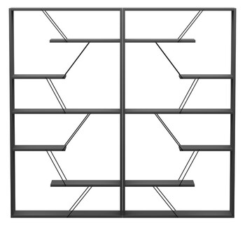 Βιβλιοθήκη Tars pakoworld ανθρακί-μαύρο 168x24x157εκ