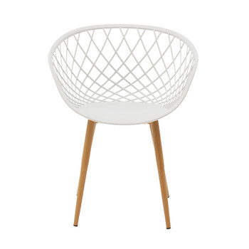 Πολυθρόνα Ezra pakoworld λευκό pp-πόδι φυσικό μέταλλο 63x55x83εκ