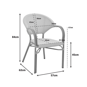 Πολυθρόνα Elyza pakoworld φυσικό αλουμίνιο-μπεζ textilene 57x62x84εκ