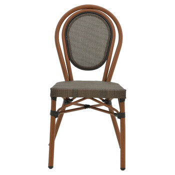 Καρέκλα Nacia pakoworld στοιβαζόμενη καρυδί αλουμίνιο-γκρι textilene 45x59x85εκ