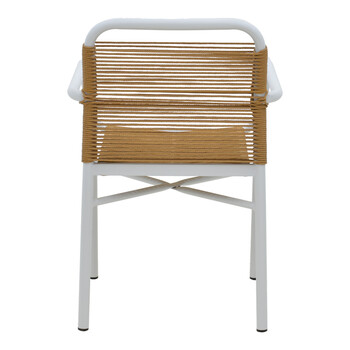 Πολυθρόνα αλουμινίου Clutch pakoworld στοιβαζόμενη λευκός σκελετός-φυσικό rattan 55x56x80εκ