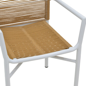 Πολυθρόνα αλουμινίου Clutch pakoworld στοιβαζόμενη λευκός σκελετός-φυσικό rattan 55x56x80εκ