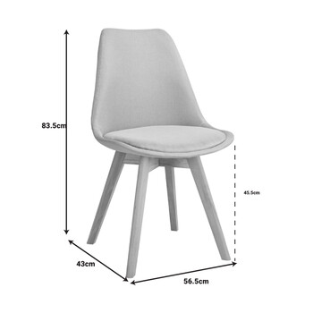 Καρέκλα Gaston pakoworld γκρι σκούρο ύφασμα και ξύλινο πόδι σε φυσική απόχρωση 48x55x83εκ