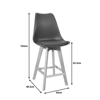 Σκαμπό μπαρ Gaston pakoworld μαύρο pp-pu και ξύλινο πόδι σε φυσική απόχρωση 48.5x56x104εκ