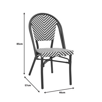 Καρέκλα Uamrin pakoworld στοιβαζόμενη μαύρο αλουμίνιο-ασπρόμαυρο textilene 46x57x85εκ