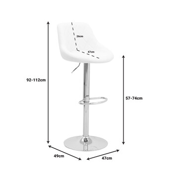 Σκαμπό μπαρ Boronez pakoworld πτυσσόμενο λευκό pu-βάση χρωμίου 47x49x112εκ 2 τμχ