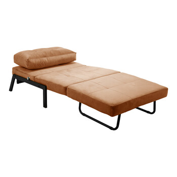 Πολυθρόνα-κρεβάτι Fancy pakoworld βελούδο σε σάπιο μήλο απόχρωση και πόδι μαύρο μέταλλο 95x98x70εκ