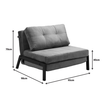 Πολυθρόνα-κρεβάτι Fancy pakoworld βελούδο σε σάπιο μήλο απόχρωση και πόδι μαύρο μέταλλο 95x98x70εκ