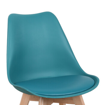 Καρέκλα Gaston pakoworld PP-PU μπλε απόχρωση- φυσικό πόδι 43x51x75εκ