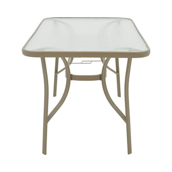 Τραπέζι Ensure pakoworld μέταλλο σαμπανιζέ-γυαλί 140x80x70εκ