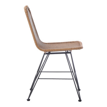 Καρέκλα Pamela pakoworld pe rattan σε φυσική απόχρωση και μαύρα μεταλλικά πόδια 44x58x82εκ