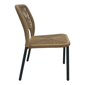 Καρέκλα αλουμινίου Norture pakoworld στοιβαζόμενη ανθρακί σκελετός-pe rattan σε φυσική απόχρωση 46.5x63x82εκ