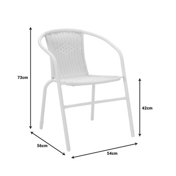 Τραπεζαρία Watson-Obbi pakoworld σετ 3τεμ μέταλλο λευκό- γυαλί 70x70x70εκ