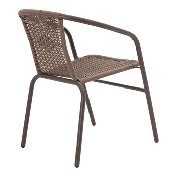 Τραπεζαρία Vergo-Obbi pakoworld 3τεμ καφέ μέταλλο Φ60x70εκ