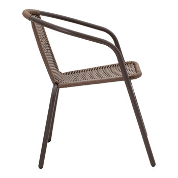 Τραπεζαρία Vergo-Obbi pakoworld 3τεμ καφέ μέταλλο Φ60x70εκ