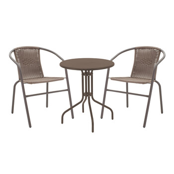 Τραπεζαρία Vergo-Obbi pakoworld 3τεμ καφέ μέταλλο Φ60x70εκ