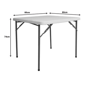 Τραπέζι catering Comfort pakoworld πτυσσόμενο σε λευκή απόχρωση 80x80x74εκ