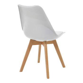 Τραπεζαρία Elijah-Gaston pakoworld σετ 3τεμ pp-pu σε λευκή απόχρωση με φυσικό πόδι Φ60x74εκ