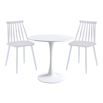 Τραπεζαρία Elijah-Aurora I pakoworld σετ 3τεμ pp σε λευκή απόχρωση Φ60x74εκ