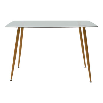 Τραπεζαρία Chloe-Parker pakoworld σετ 5τεμ γυάλινο σε ανθρακί-φυσική απόχρωση 120x70x75εκ