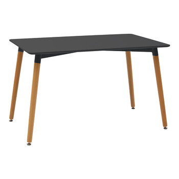 Τραπεζαρία Natali-Noor pakoworld σετ 5τεμ  MDF μαύρο-μπεζ ύφασμα 120x80x76εκ