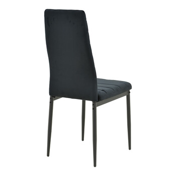 Καρέκλα Parker pakoworld βελούδο σε μαύρη απόχρωση με μαύρα μεταλλικά πόδια 39.5x48x95εκ 4 τμχ