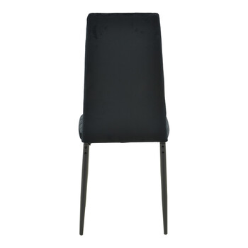 Καρέκλα Parker pakoworld βελούδο σε μαύρη απόχρωση με μαύρα μεταλλικά πόδια 39.5x48x95εκ 4 τμχ