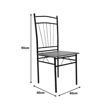 Τραπεζαρία Reforia pakoworld σετ 5τμχ mdf σε γκρι απόχρωση με μαύρα μεταλλικά πόδια 110x60x74εκ