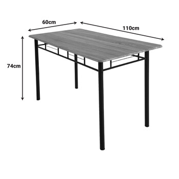 Τραπεζαρία Reforia pakoworld σετ 5τμχ mdf σε γκρι απόχρωση με μαύρα μεταλλικά πόδια 110x60x74εκ