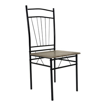 Τραπεζαρία Reforia pakoworld σετ 5τμχ mdf σε γκρι απόχρωση με μαύρα μεταλλικά πόδια 110x60x74εκ