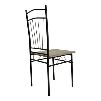 Τραπεζαρία Reforia pakoworld σετ 5τμχ mdf σε γκρι απόχρωση με μαύρα μεταλλικά πόδια 110x60x74εκ