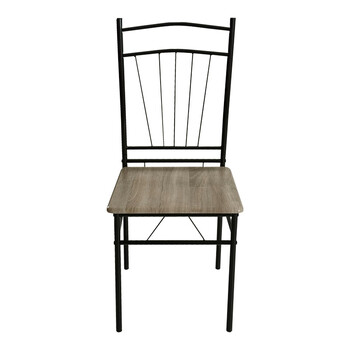 Τραπεζαρία Reforia pakoworld σετ 5τμχ mdf σε γκρι απόχρωση με μαύρα μεταλλικά πόδια 110x60x74εκ