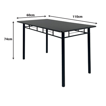 Τραπεζαρία Reforia pakoworld σετ 5τμχ mdf σε μαύρη απόχρωση με μαύρα μεταλλικά πόδια 110x60x74εκ