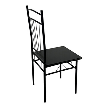 Τραπεζαρία Reforia pakoworld σετ 5τμχ mdf σε μαύρη απόχρωση με μαύρα μεταλλικά πόδια 110x60x74εκ