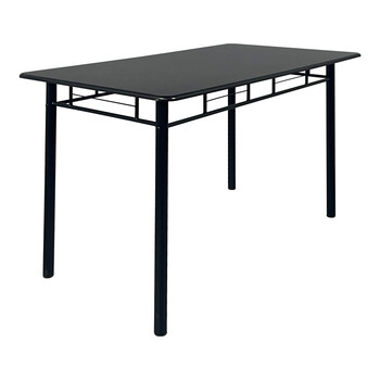 Τραπεζαρία Reforia pakoworld σετ 5τμχ mdf σε μαύρη απόχρωση με μαύρα μεταλλικά πόδια 110x60x74εκ