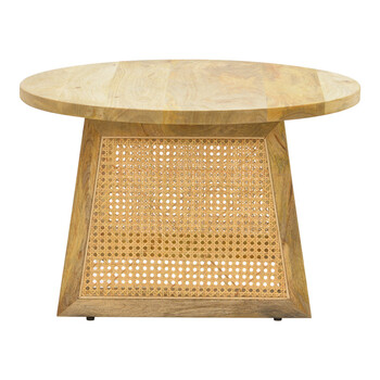 Τραπέζι Tamarind pakoworld ξύλο mango-φυσικό rattan σε φυσική απόχρωση Φ65x40εκ