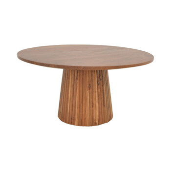 Τραπέζι σαλονιού Canicule ΙI pakoworld μασίφ ξύλο ακακίας σε καρυδί απόχρωση Φ80x40εκ