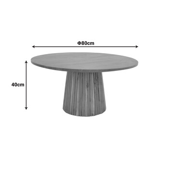 Τραπέζι σαλονιού Canicule ΙI pakoworld μασίφ ξύλο ακακίας σε φυσική απόχρωση Φ80x40εκ